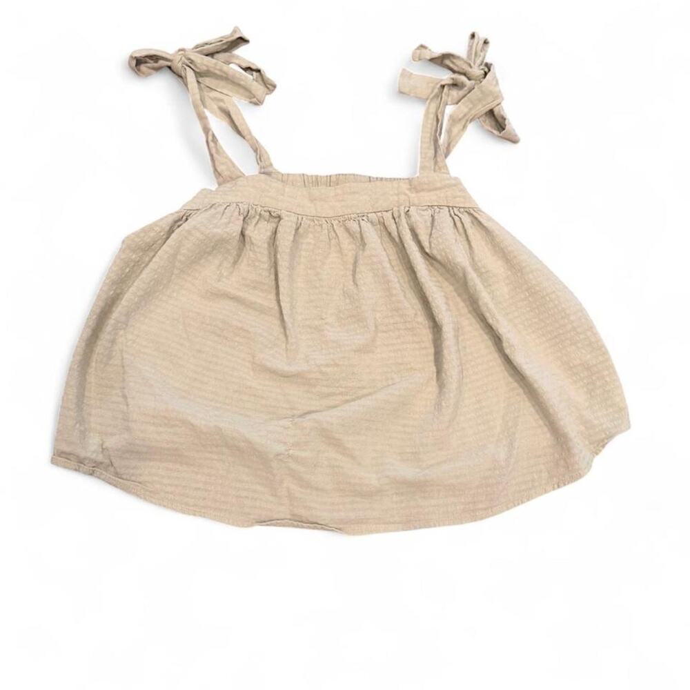 Green linen tie top with